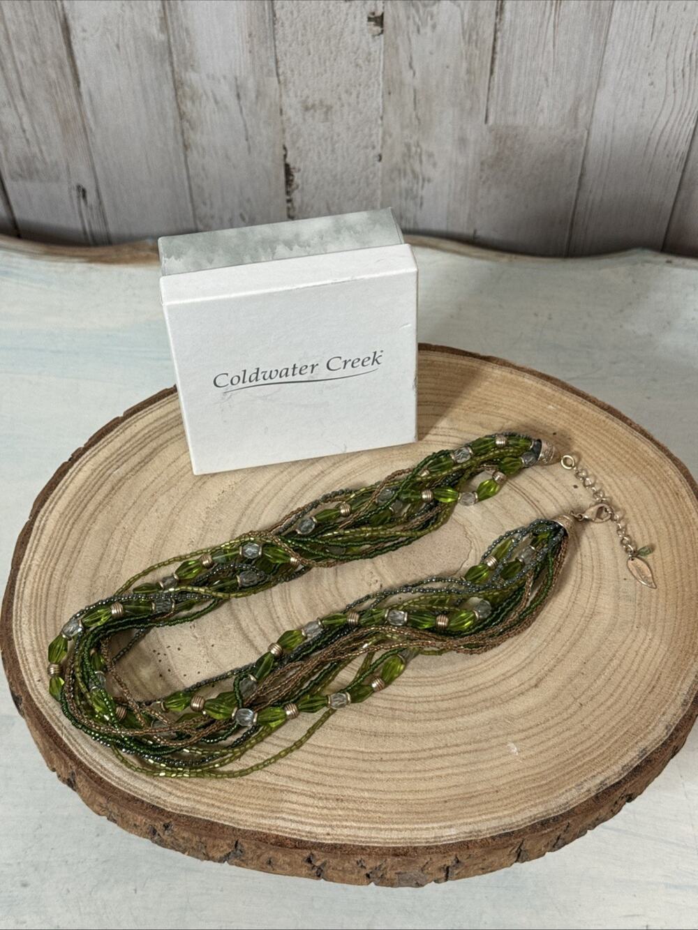 Coldwater Creek Thick Glass Beaded Multi Strand Necklace In Peridot